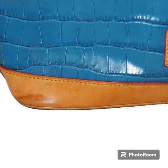 Dooney & Bourke Blue Crocodile Satchel Rare Color! Handbag Purse - Picture 5 of 16
